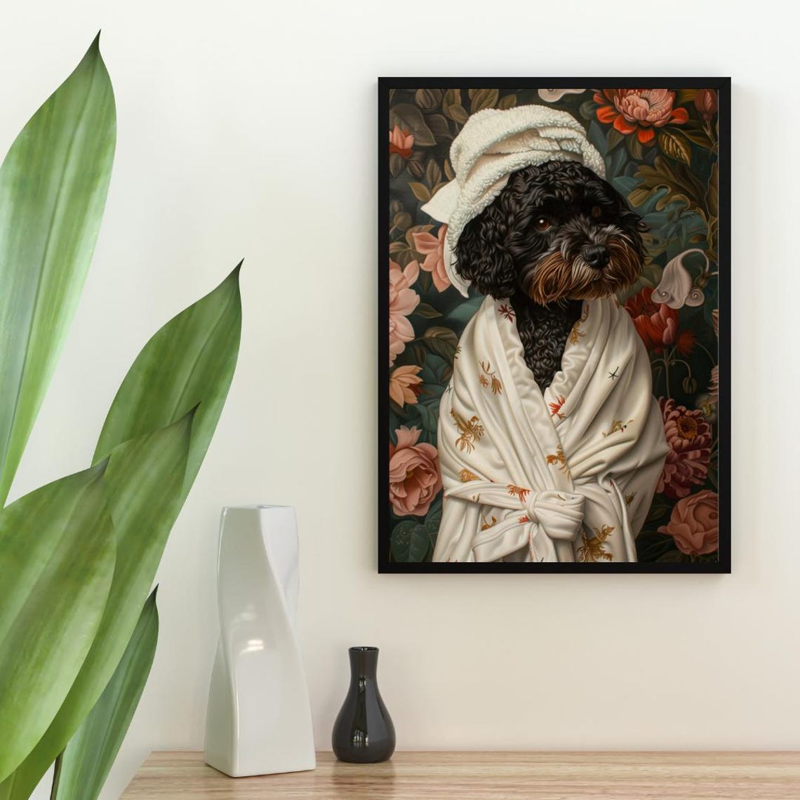 Portuguese Water Dog In Bathrobe Poster Dog Poster Portuguese Water Dog Bathroom Print Dog Wall Art Portuguese Water Dog Portrait Pet - Image 2