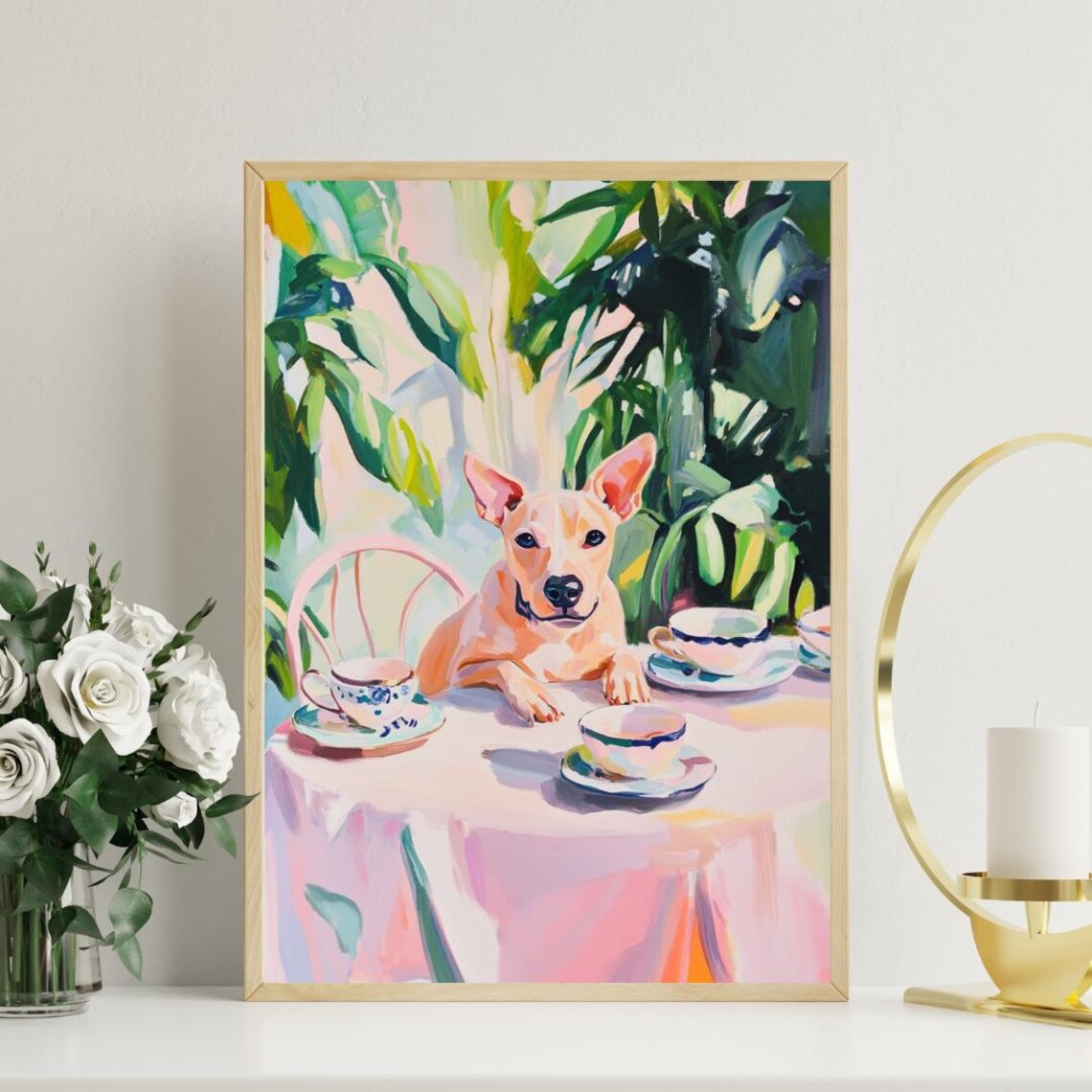 Retro Bull Terrier Poster Bull Terrier Oil Painting Vintage Bull Terrier Poster Dog Dining Room Wall Art Retro Dog Poster Pet Poster - Image 3