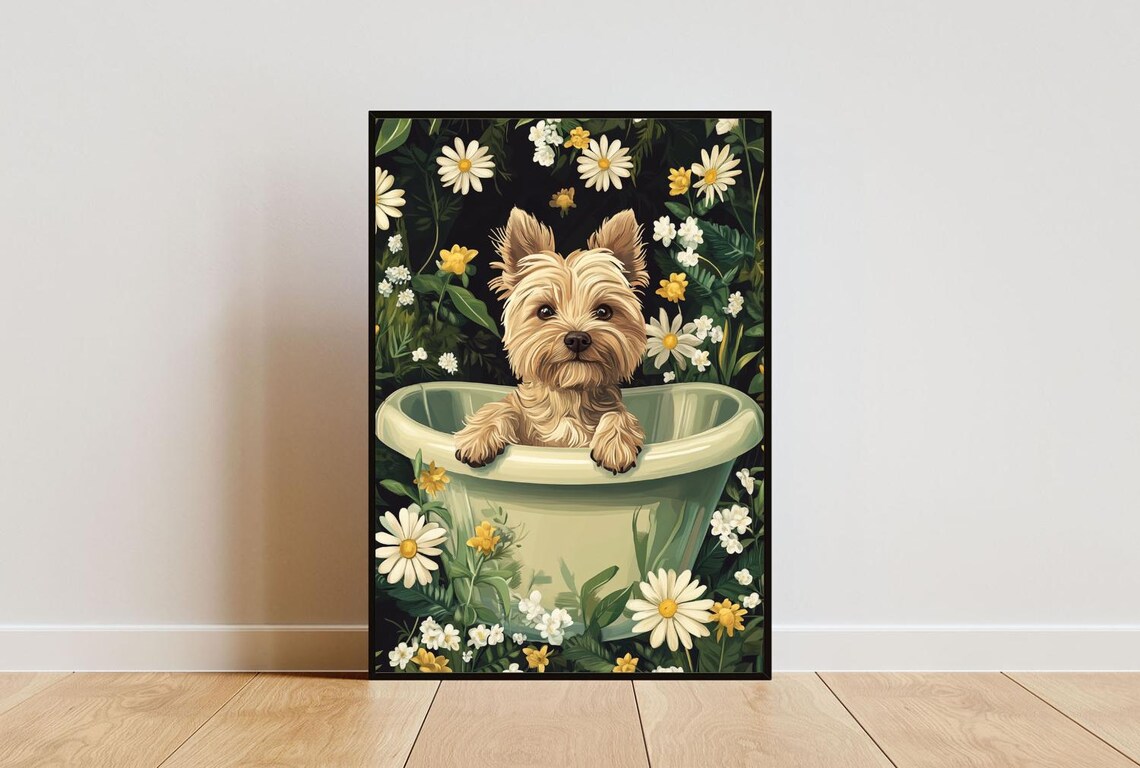 Cairn Terrier In Bathtub Funny Bathroom Art Print