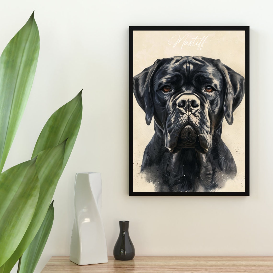 Mastiff Poster Dog Poster Mastiff Print Dog Wall Art Personalised Dog Photo Dog Mastiff Watercolour Pet Portrait Pet Portrait Dog - Image 2