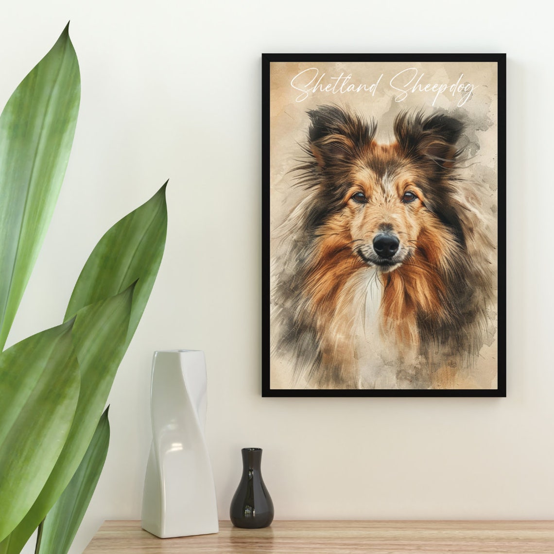 Shetland Sheepdog Poster Dog Poster Shetland Sheepdog Print Dog Wall Art Personalised Dog Photo Dog Shetland Sheepdog Watercolour - Image 2