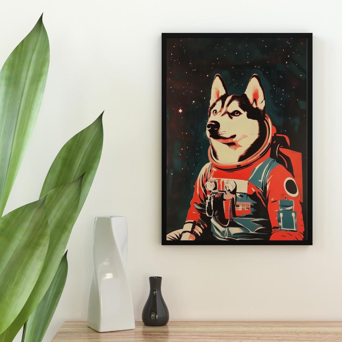 Siberian Husky Astronaut Retro Space Dog Pop Art Poster Gift Idea - Image 2