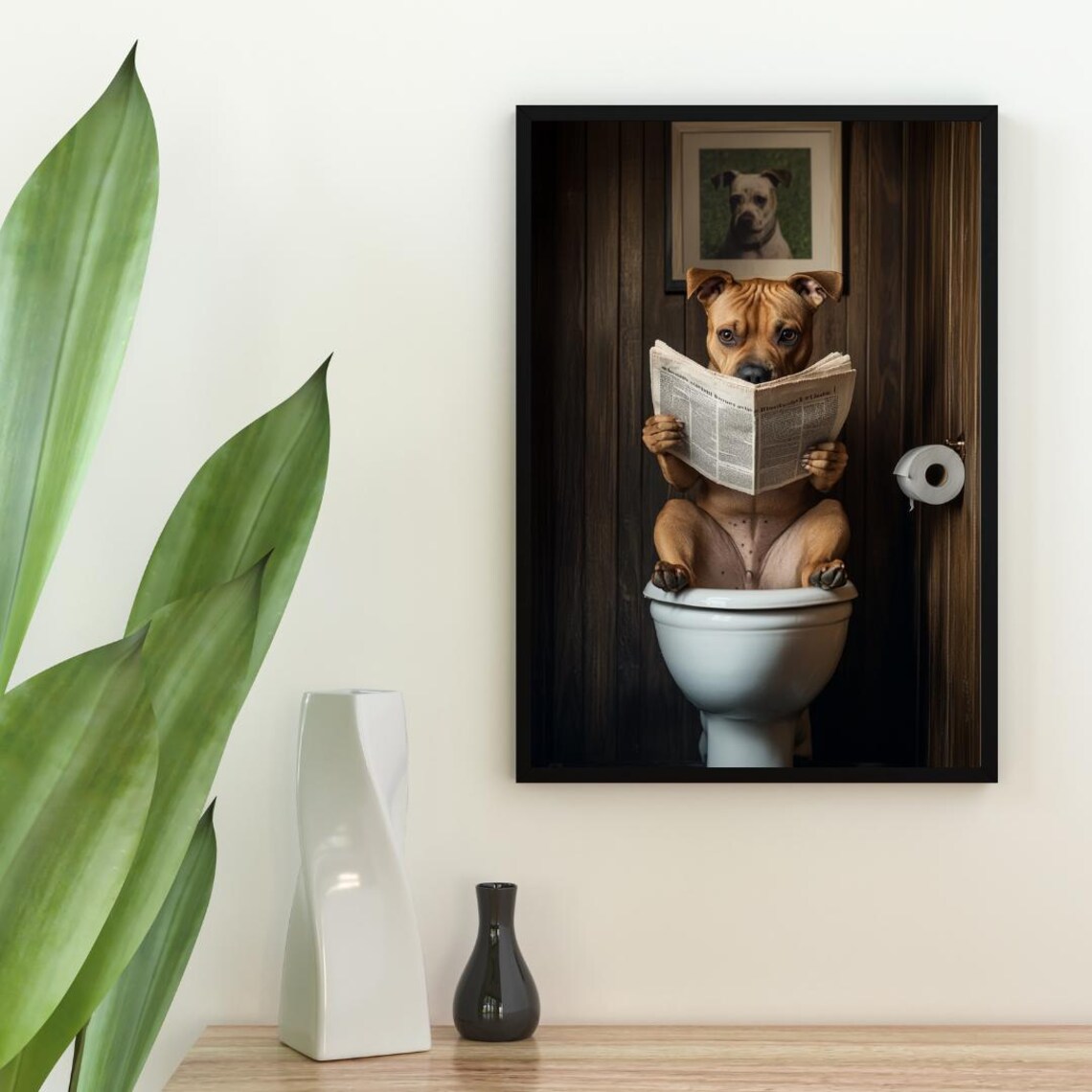 Staffordshire Bull Terrier Bathroom Poster Print - Image 2