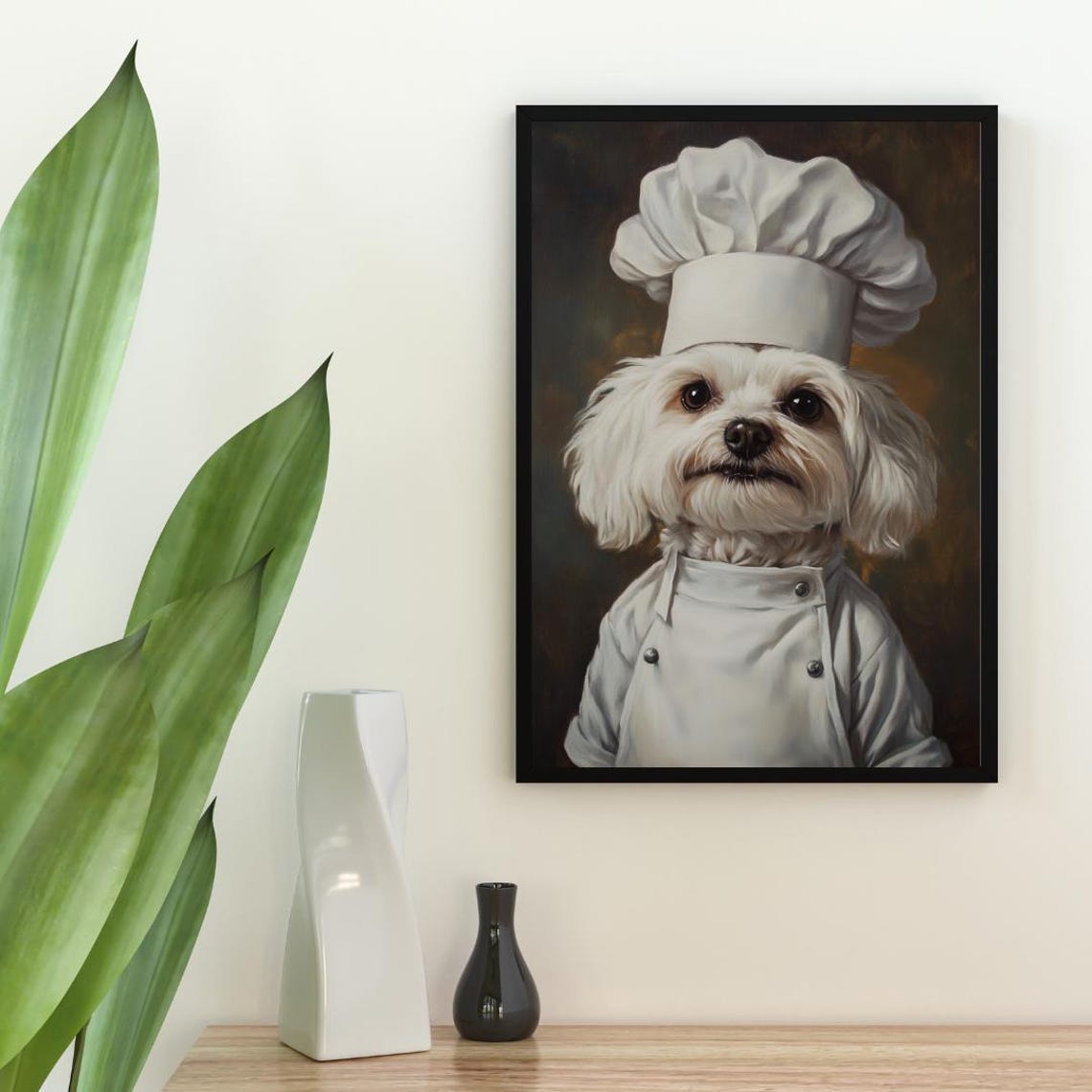 Maltese Chef Dog Portrait Poster Funny Small Dog Kitchen Decor Gift - Image 2