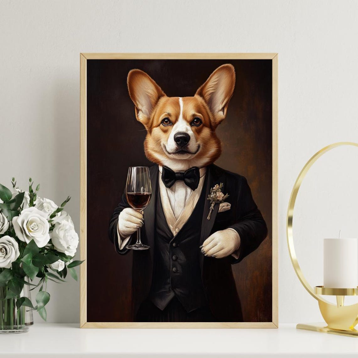 Cardigan Welsh Corgi In Tuxedo Poster Pet Poster Corgi In Suit Print Dog Wall Art Corgi Portrait Dog Living Room Poster Funny Corgi Art - Image 3
