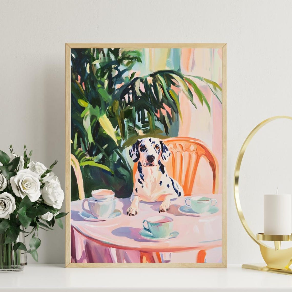 Retro Dalmatian Poster Dalmatian Oil Painting Vintage Dalmatian Poster Dog Dining Room Wall Art Retro Dog Poster Pet Poster Dalmatian - Image 3