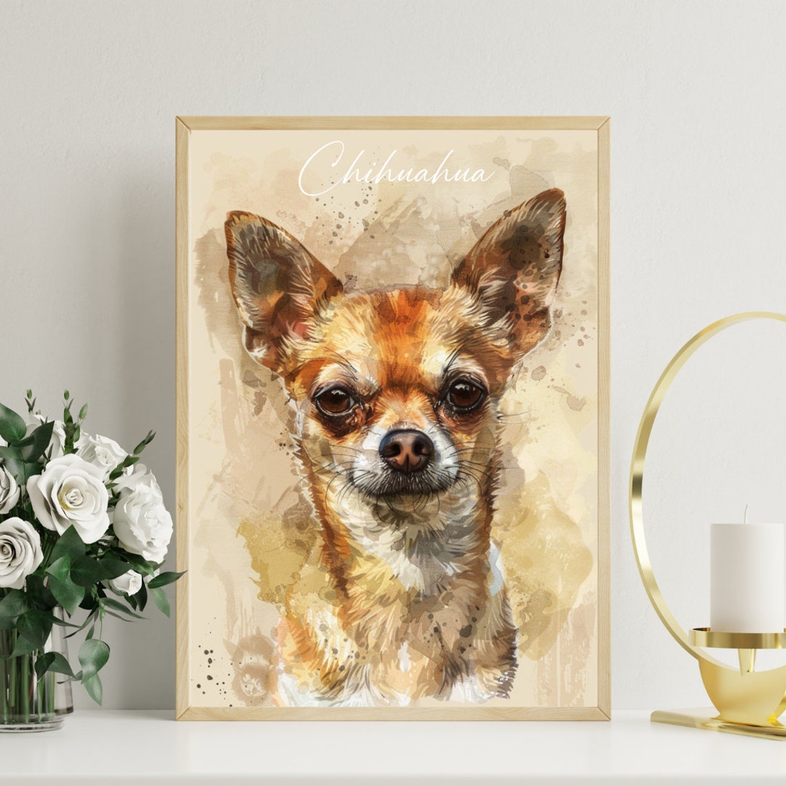 Chihuahua Dog Watercolor Portrait Tiny Breed Puppy Art Poster - Image 3