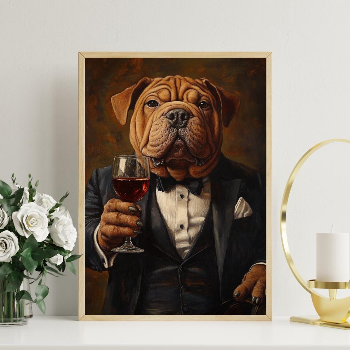 Chinese Shar Pei In Tuxedo Poster Pet Psoter Shar Pei In Suit Print Shar Pei Portrait Dog Living Room Poster Funny Shar Pei Print - Image 3