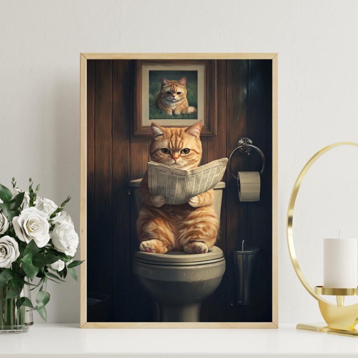 Exotic Shorthair On Toilet Poster Cat Poster Exotic Shorthair Bathroom Print Cat Wall Art Exotic Shorthair Portrait Cat Bathroom Poster - Image 3