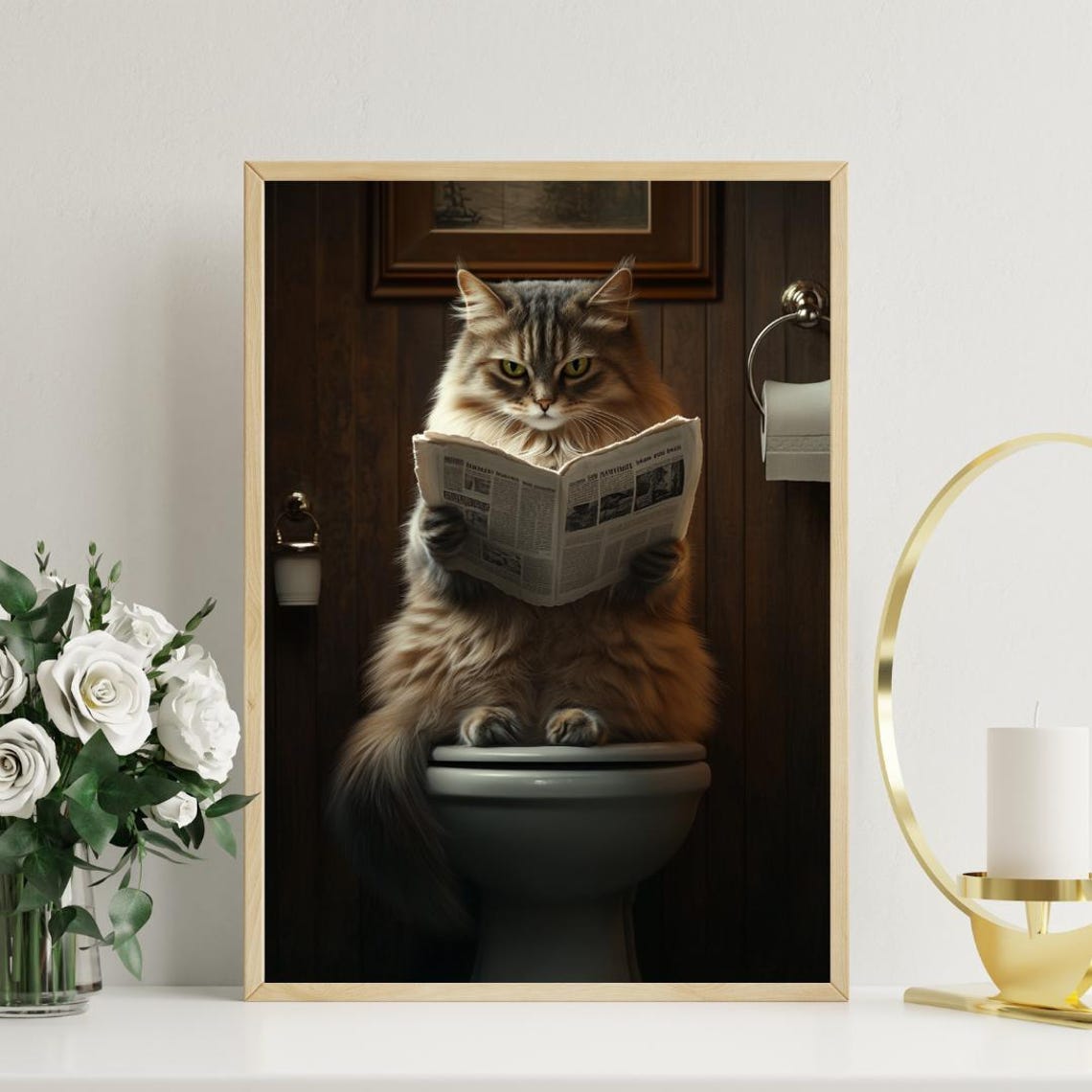 Siberian On Toilet Poster Cat Poster Siberian Bathroom Print Cat Toilet Wall Art Siberian Portrait Cat Bathroom Poster Toilet Print - Image 3