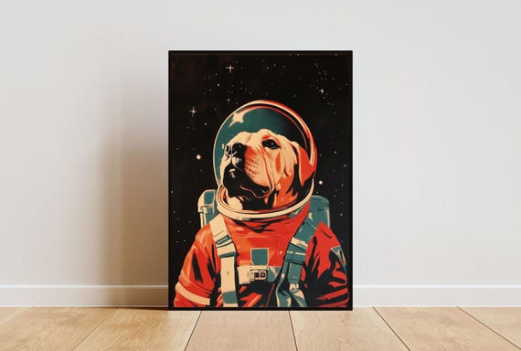Chinese Shar Pei Astronaut Poster Shar Pei Retro Print Shar Pei Portrait Dog Retro Space Poster Funny Dog Poster Andy Warhol Vintage
