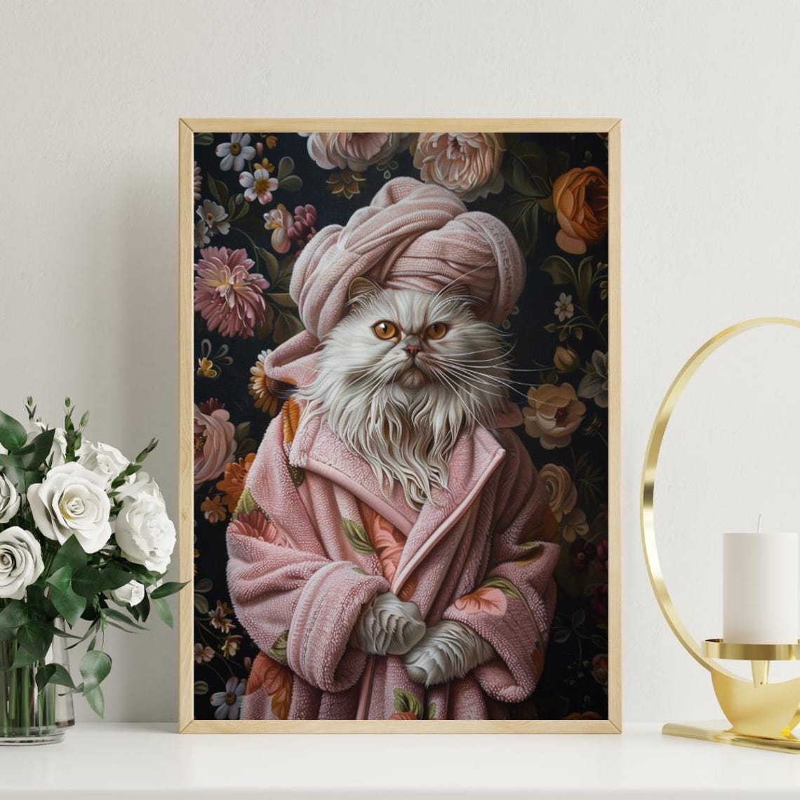Persian In Pink Bathrobe Spa Day Portrait Funny Fluffy Cat Poster - Image 3