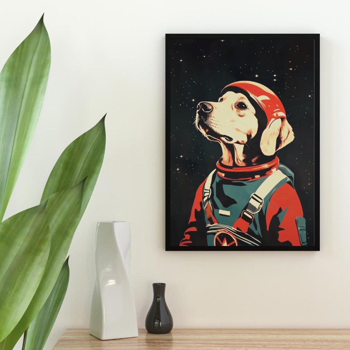 Chesapeake Bay Retriever Astronaut Retro Space Dog Portrait Poster - Image 2