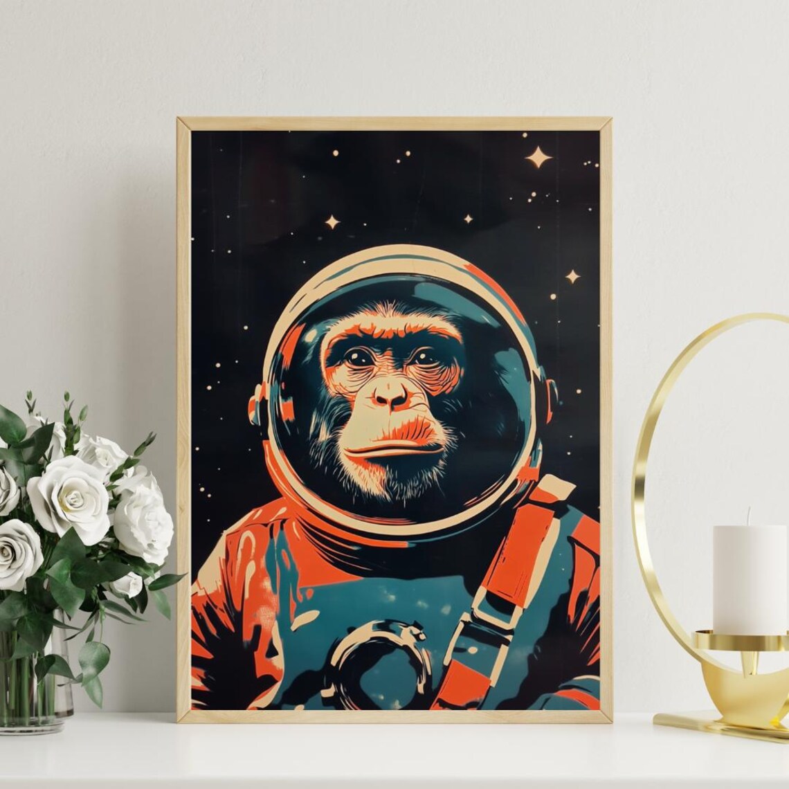 Monkey Astronaut Retro Space Poster, Vintage Print - Image 3