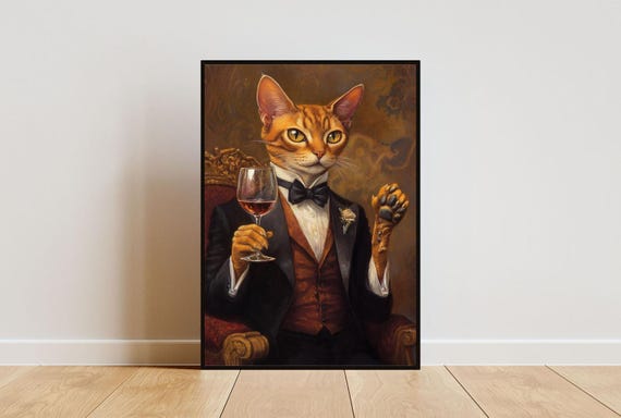 Abyssinian In Tuxedo Poster Pet Poster Abyssinian In Suit Print Abyssinian Portrait Funny Abyssinian Art Funny Pet Print Cat Print