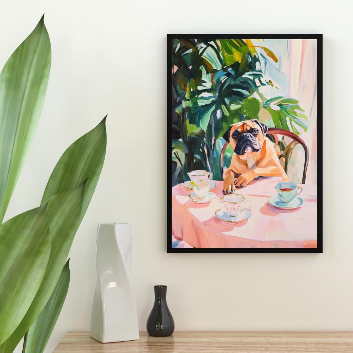 Retro Bullmastiff Poster Bullmastiff Oil Painting Vintage Bullmastiff Poster Dog Dining Room Wall Art Retro Dog Poster Pet Poster - Image 2