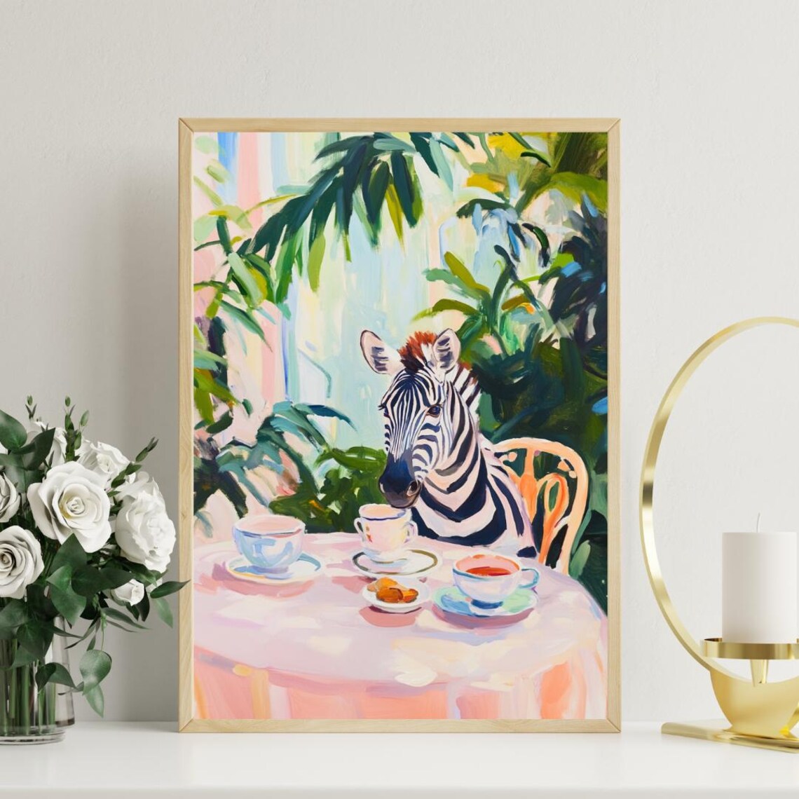 Retro Zebra Oil Painting Vintage Animal Poster - Image 3