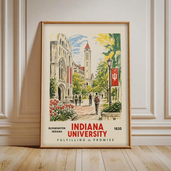 Indiana University 1820 Vintage Campus Poster Bloomington Indiana Alumni