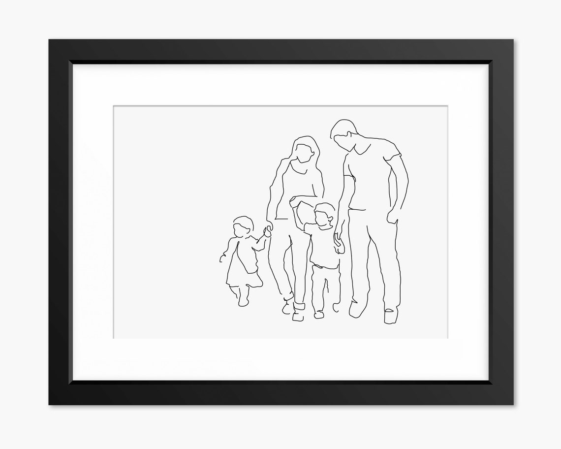 Family Portrait Family Print Family Wall Art Minimalist Art Line Art Family Gift Line Drawing Gift For Her Gifts For Mom Love Art