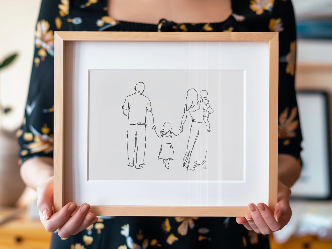 Family Drawing Print Family Drawing Gift Family Portrait Gift Family Illustration Mothers Day Print Gift Family Print Gift Family Art - Image 2
