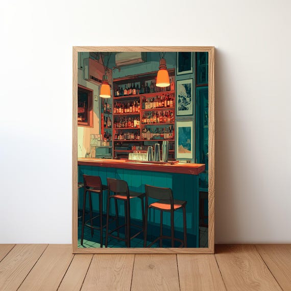 Cocktail Bar Wall Art Print Minimalist Modern Vector Drink Poster Home Decor Mixology Bartender Gift Kitchen Illustration Bar38