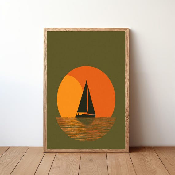 Sailboat Poster Minimalist Modern Nautical Wall Art Simple Ocean Boat Print Coastal Decor For Sailor Sea Lover Gift Illustration Sl36