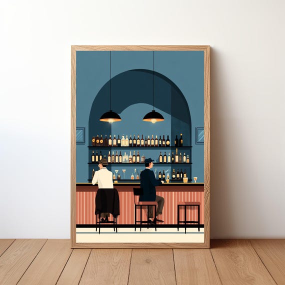 Cocktail Bar Wall Art Print Minimalist Modern Vector Drink Poster Home Decor Mixology Bartender Gift Kitchen Illustration Bar48