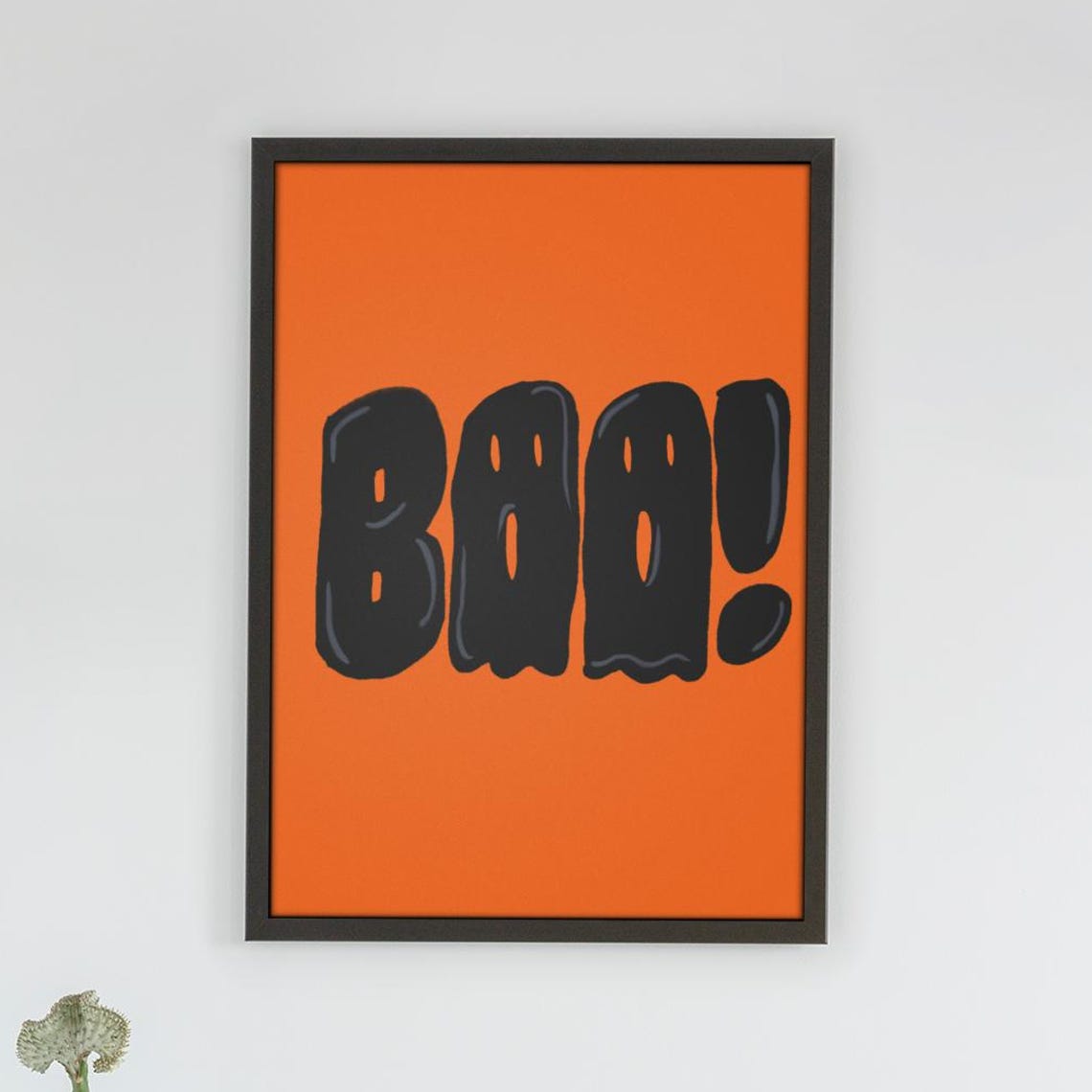 Framed Boo Halloween Wall Art Print Spooky Typography On Orange Background Creepy Cute Holiday Decor