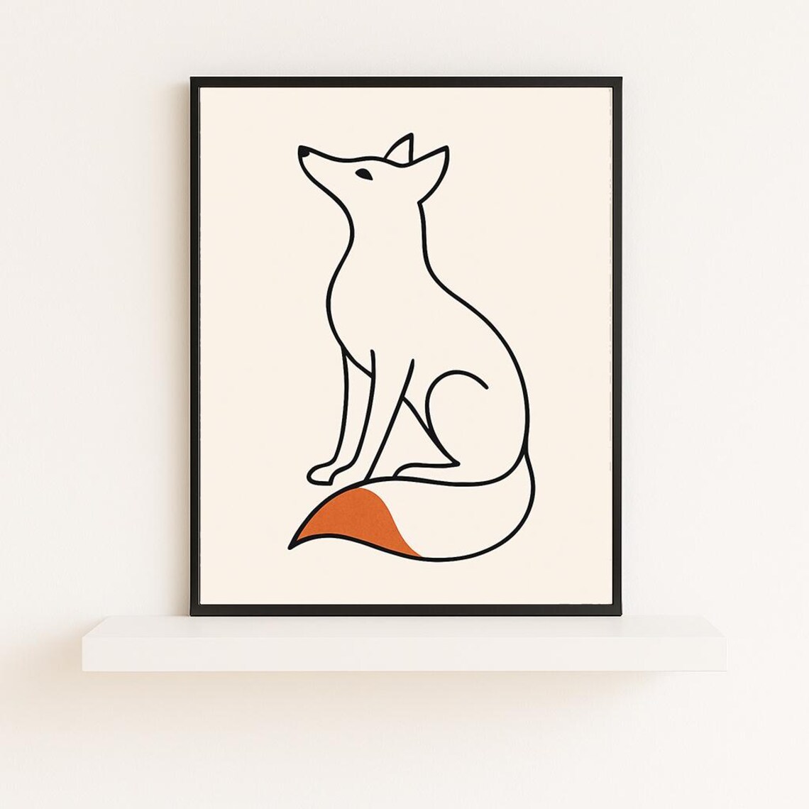 Boho Minimalist Line Art Modern Animal Fox Print Warm Neutral Decor Scandinavian Wall