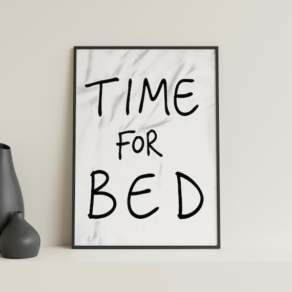 Time For Bed Bedroom Poster Wavy Bed Quote Print Funny Bed Time Wall Decor Trendy Bedroom Wall Art Print