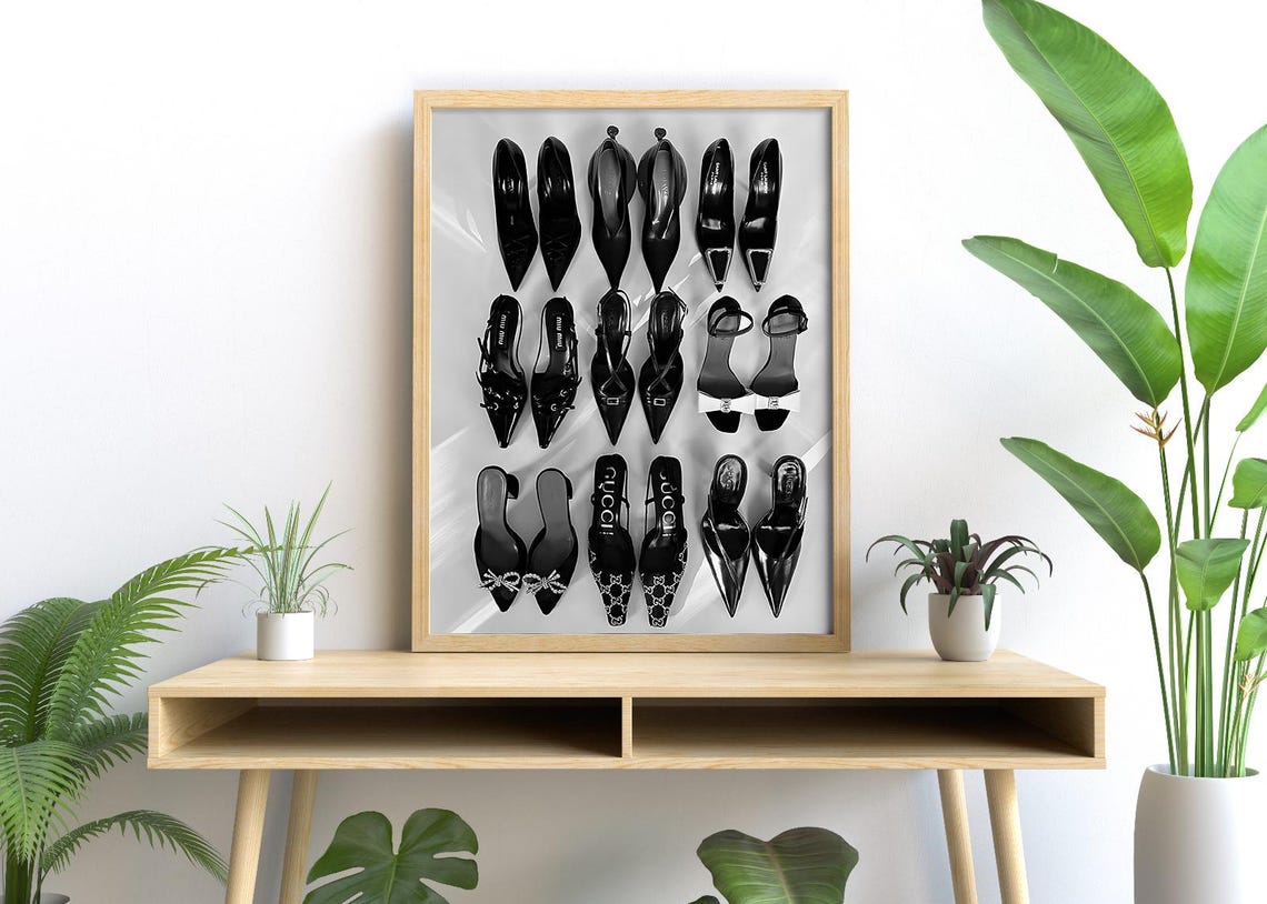 Black Designer High Heels Flat Lay Luxury Fashion Photo Poster - Image 3