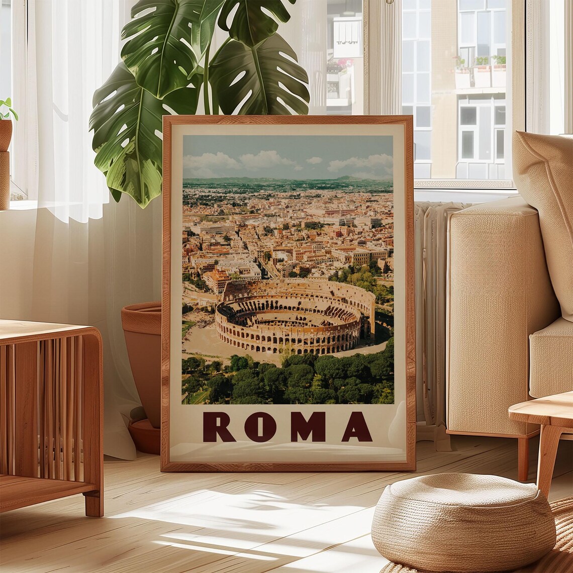 Rome Travel Poster, Ancient Colosseum Art Print