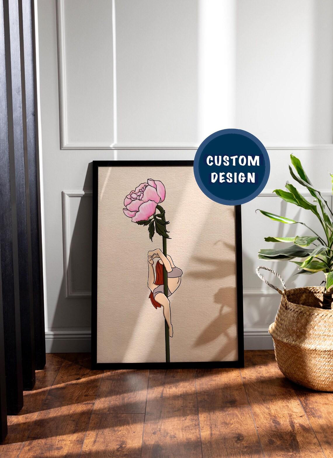 Custom Pole Dance Flower Art Print, Birth Flower Poster