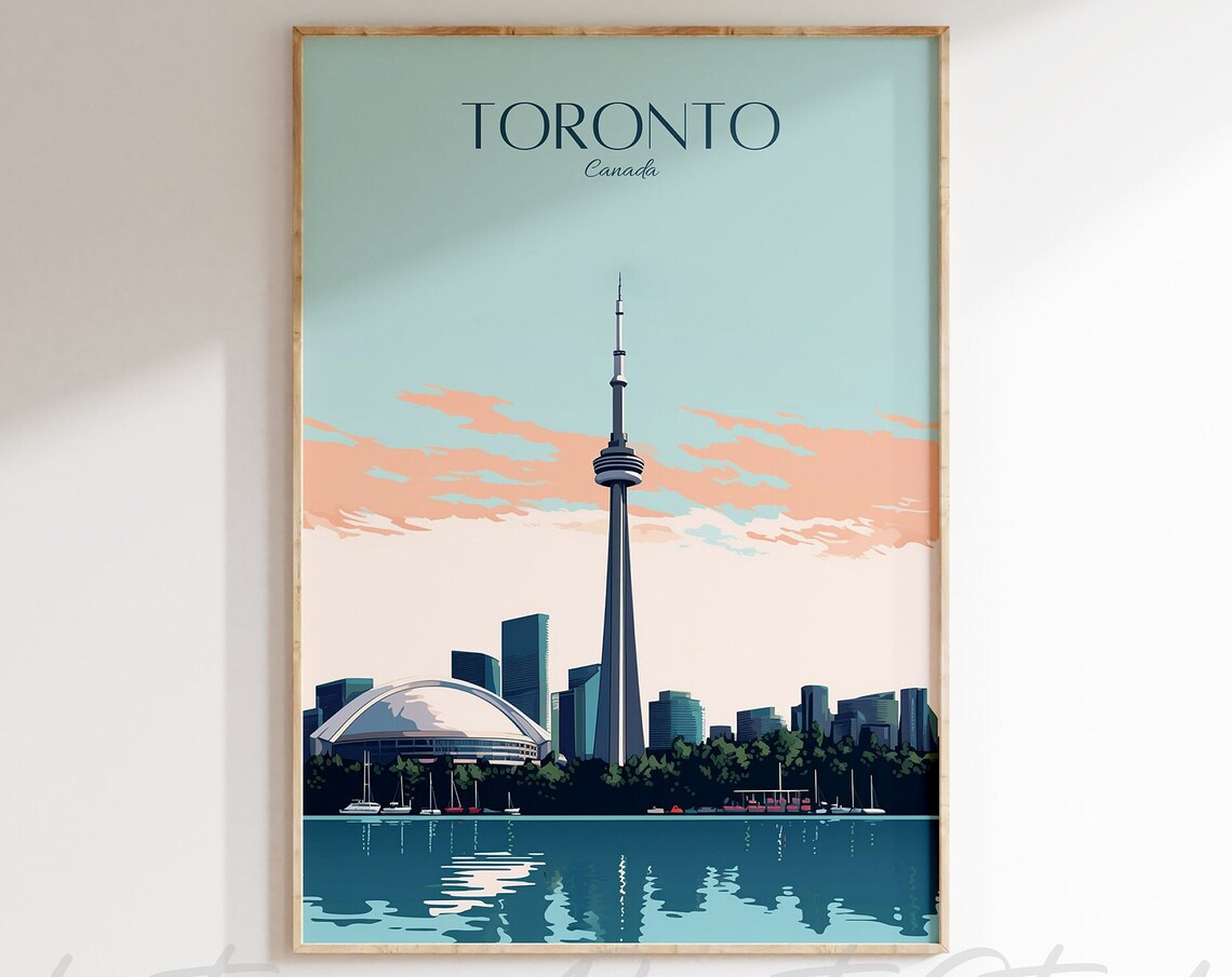 Toronto Canada Travel Poster Vintage Style Skyline Art Print