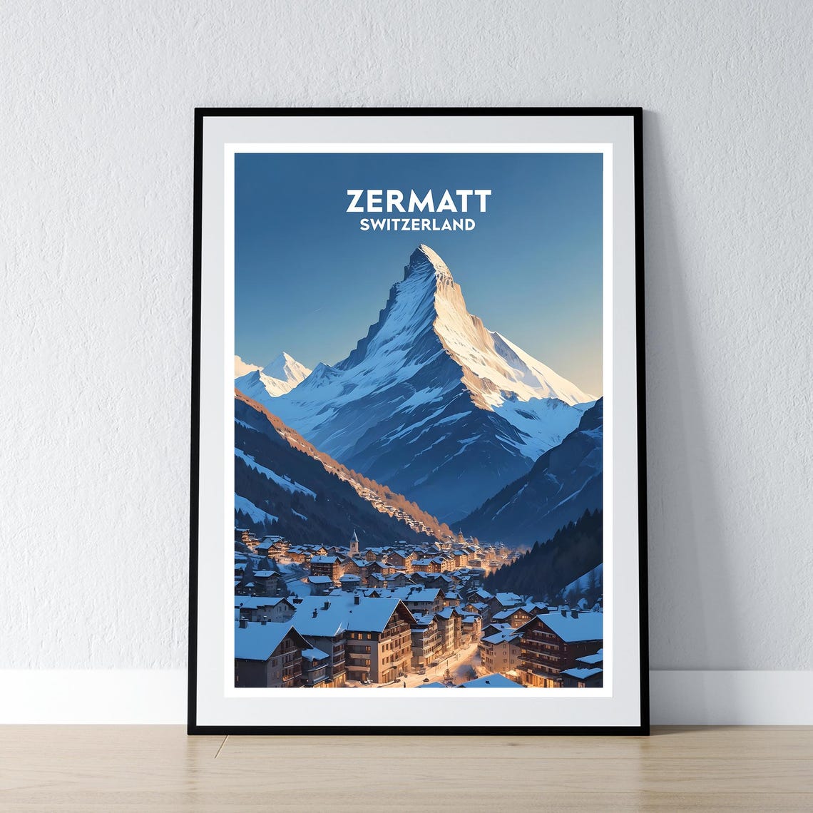 Zermatt Switzerland Matterhorn Alpine Village Sunset Travel Poster