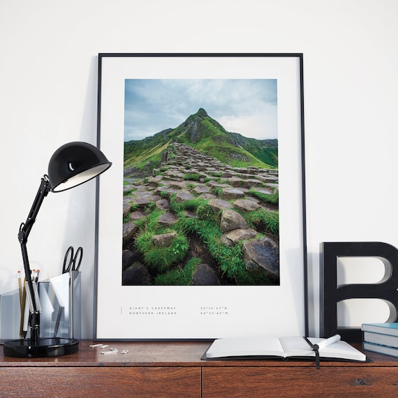 Ireland Giants Causeway Coordinates Travel Poster