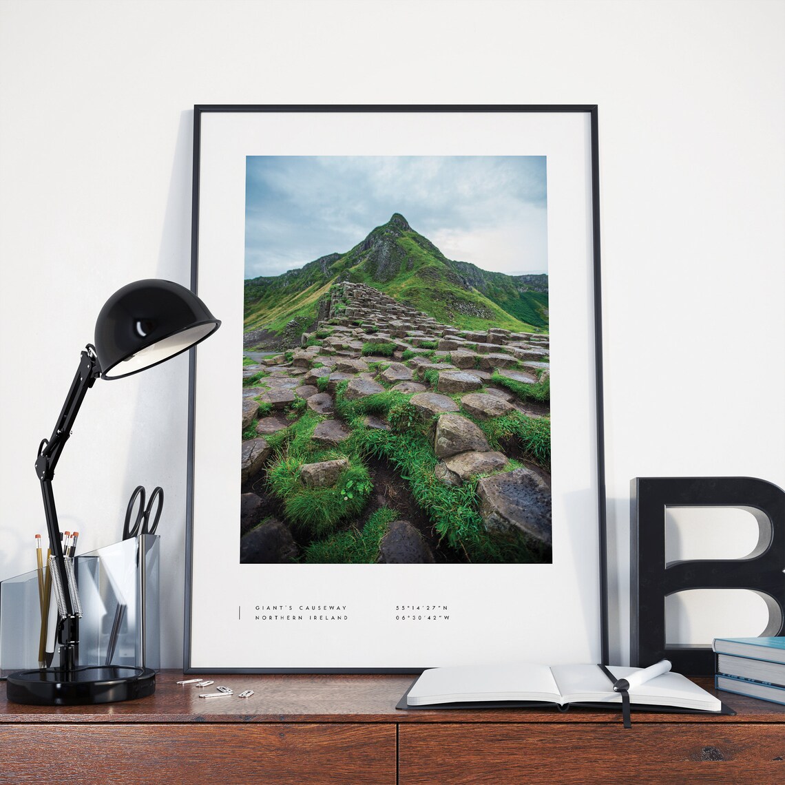 Ireland Giants Causeway Coordinates Travel Poster