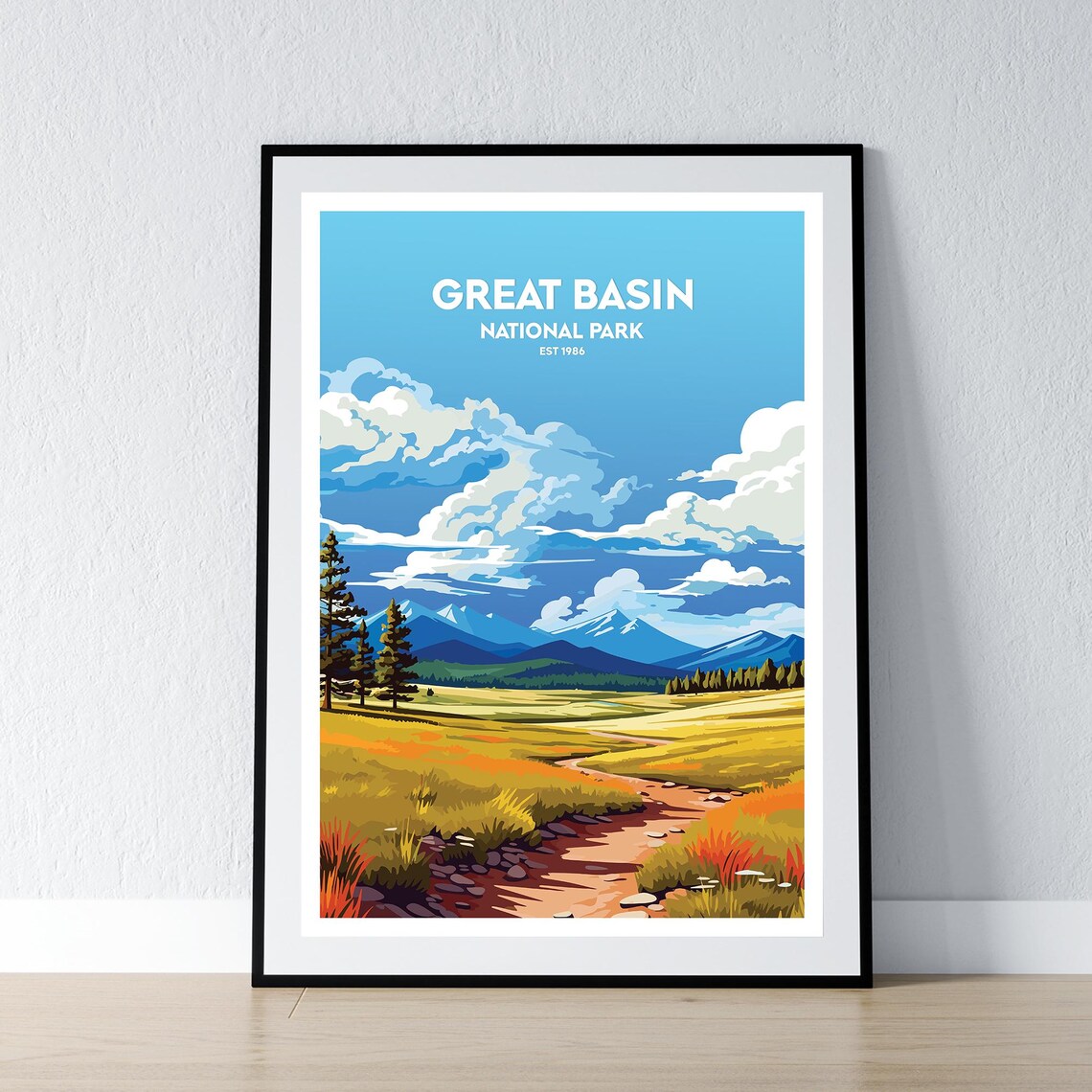 Great Basin National Park Meadow Trail Peaks Vintage Travel Poster
