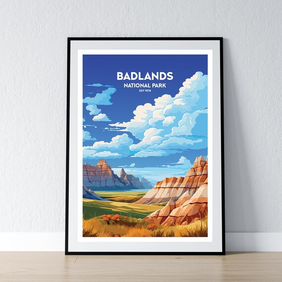 Badlands National Park Est 1978 Desert Buttes Vintage Travel Poster