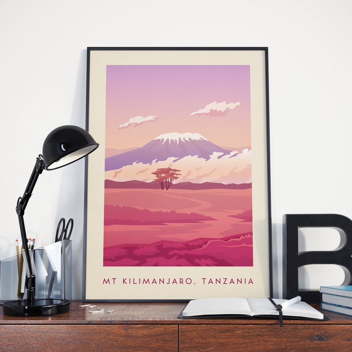 Mt Kilimanjaro Vintage Travel Poster, Tanzania