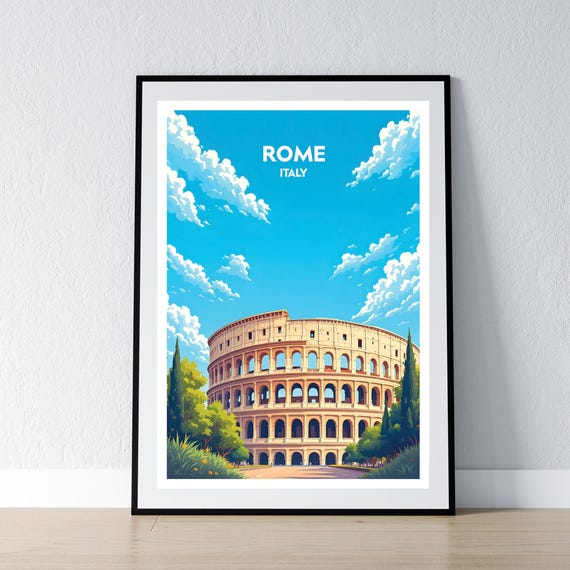 Rome Poster Print Wall Art Gift Travel Home Decor Illustration Italy Wpa