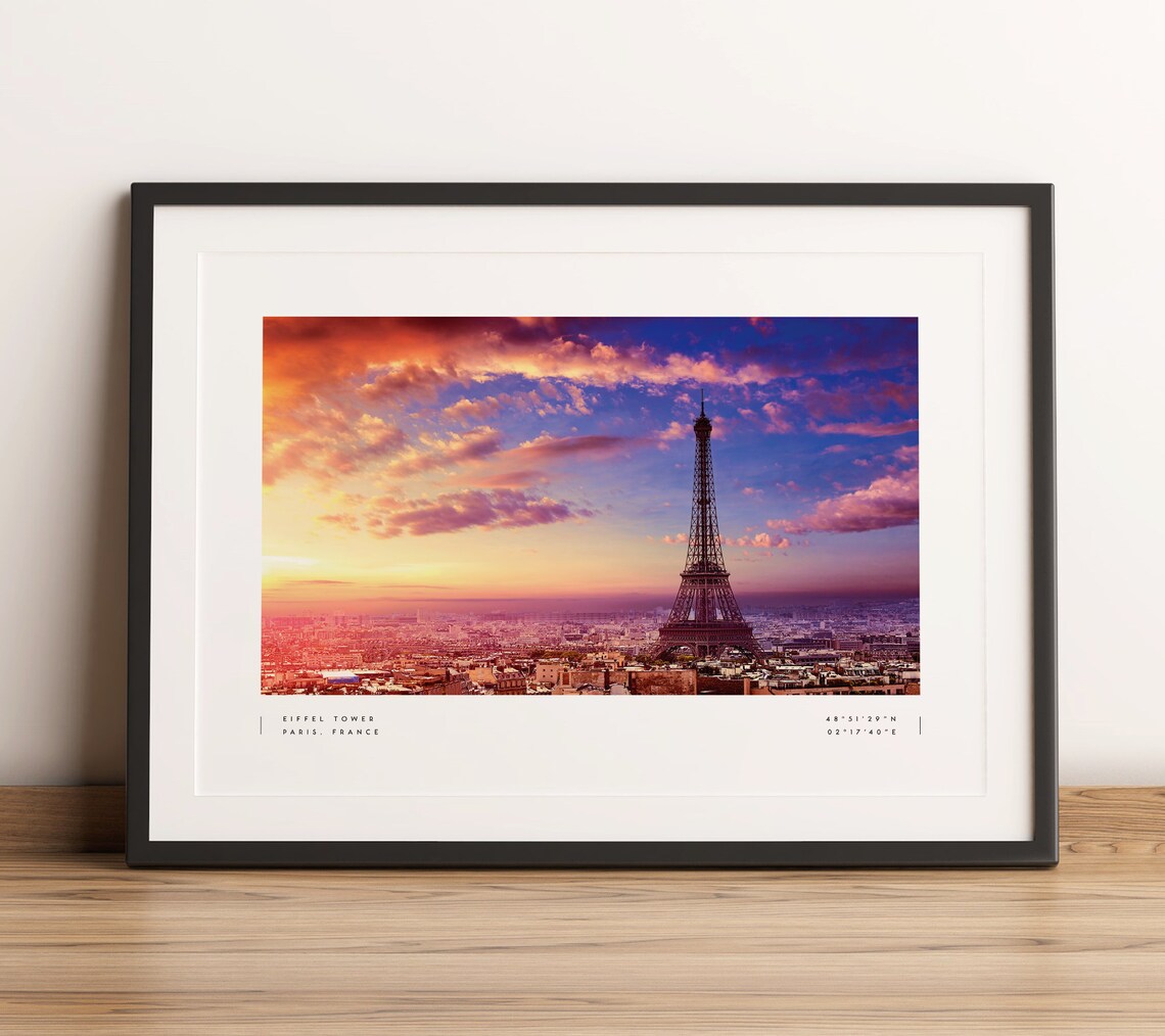 Paris Eiffel Tower Travel Poster, Wall Art Photo