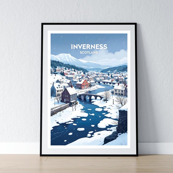 Inverness Poster Scotland Print Wall Art Gift Travel Home Decor Illustration