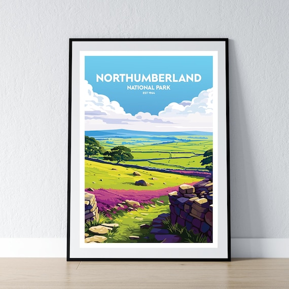 Northumberland National Park Est 1964 Rolling Hills Travel Poster