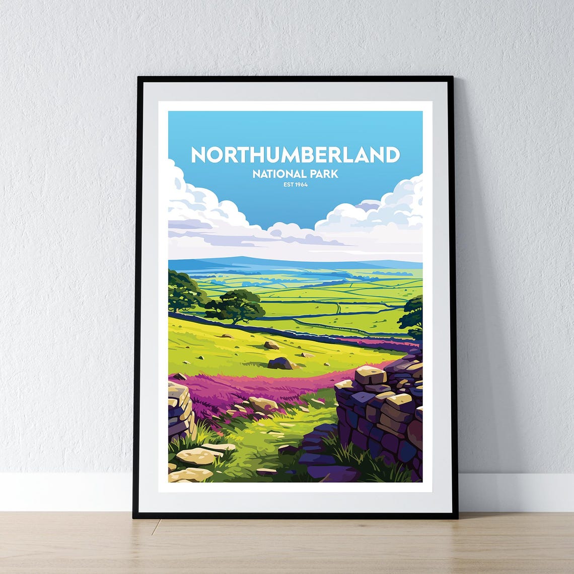 Northumberland National Park Est 1964 Rolling Hills Travel Poster