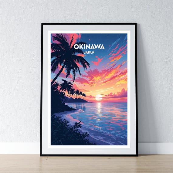 Okinawa Poster Japan Print Japanese Wall Art Gift Travel Home Decor Illustration