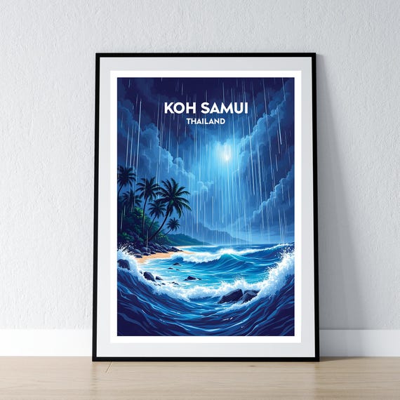 Koh Samui Poster Ko Print Thailand Wall Art Gift Travel Home Decor Illustration