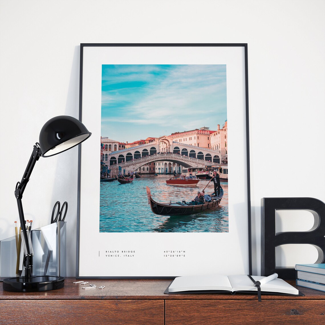 Venice Rialto Bridge Coordinates Travel Poster