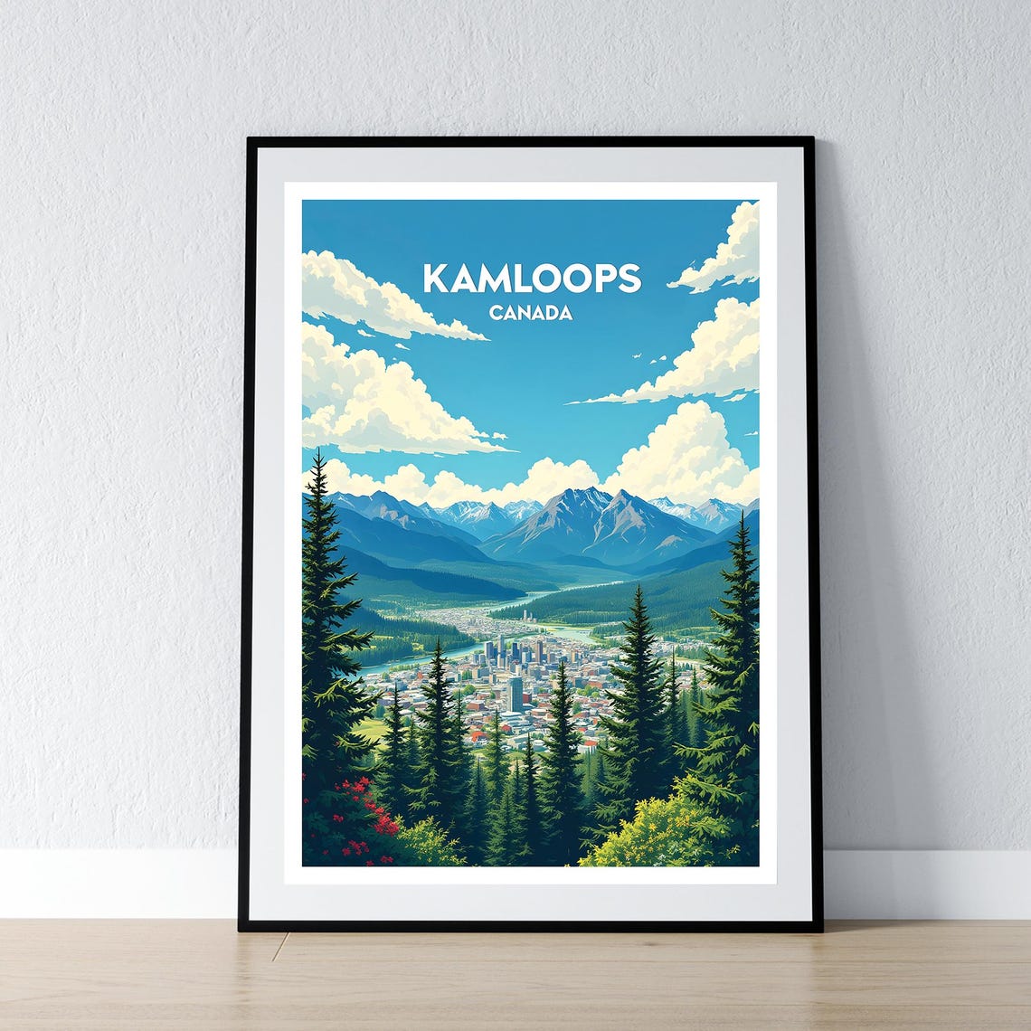Kamloops Canada Mountain Pine Forest Valley City Travel Poster