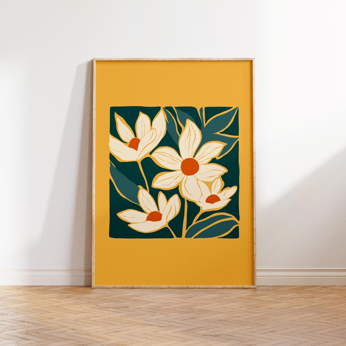 Eclectic Flowers Art Poster, Colorful Abstract Floral